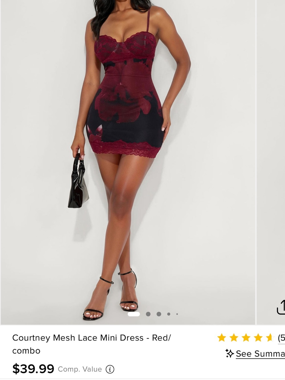 Fashion Nova Courtney Lace Mesh Mini Dress